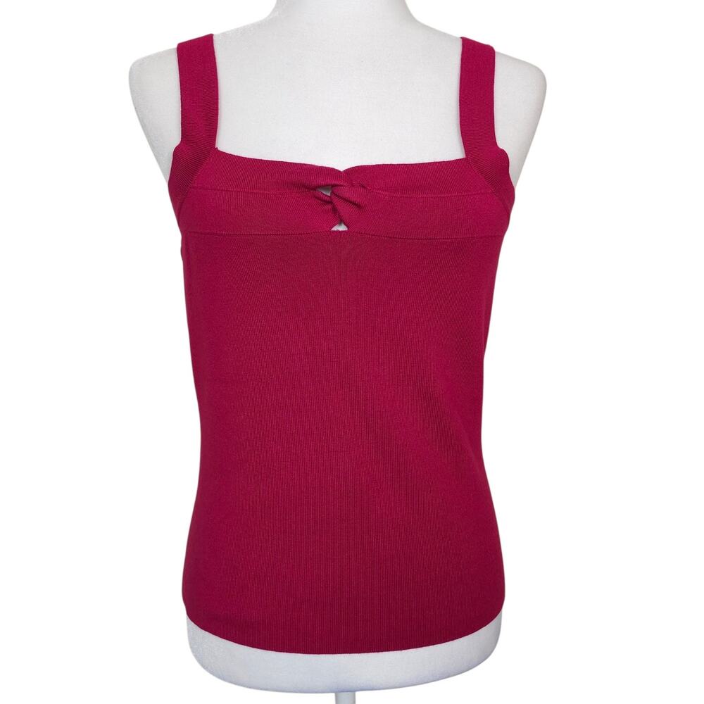 Sigrid Olsen Silk Modal Rib Knit Square Neck Tank S